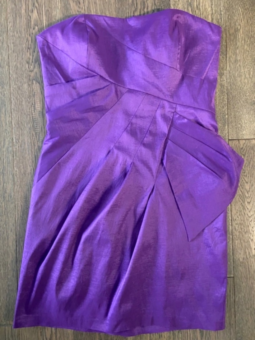 NWT: Max & Cleo Taffeta Pleated Strapless Purple Dress w/ Pockets - Size 12